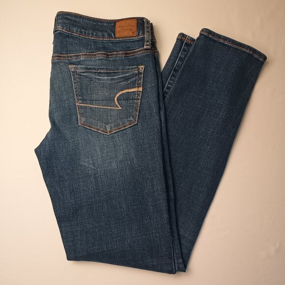 American Eagle Jeans Size 10 Low Rise Skinny Leg Medium Wash - Picture 1 of 8